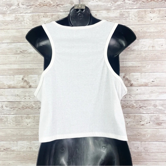 DOLLS KILL “Burn Baby Burn” Logo Racerback White Crop Top Tank 1X - Picture 6 of 9